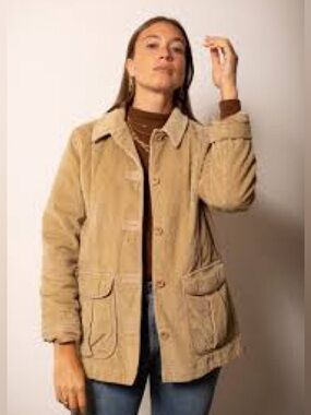 Vintage LL Bean Barn Coat Size M Tan Corduroy Utility‎ Work Chore